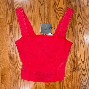 ❤️😊❤️ NWT LE LIS - SIZE MEDIUM RED SQUARE NECK TOP ❤️😊❤️